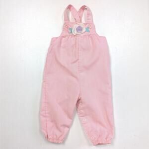 Vintage Healthtex Overalls Baby Girls Size 9m Pink Pin Stripe